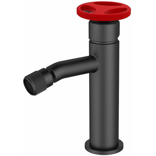 Sea-horse - Standing Bidet Tap Faucet Black Finishing with Red Handle Industrial Design
