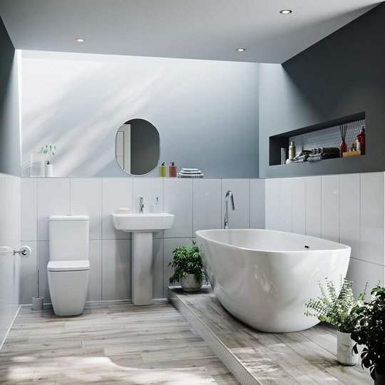 Ellis bathroom suite with freestanding bath - White - Mode