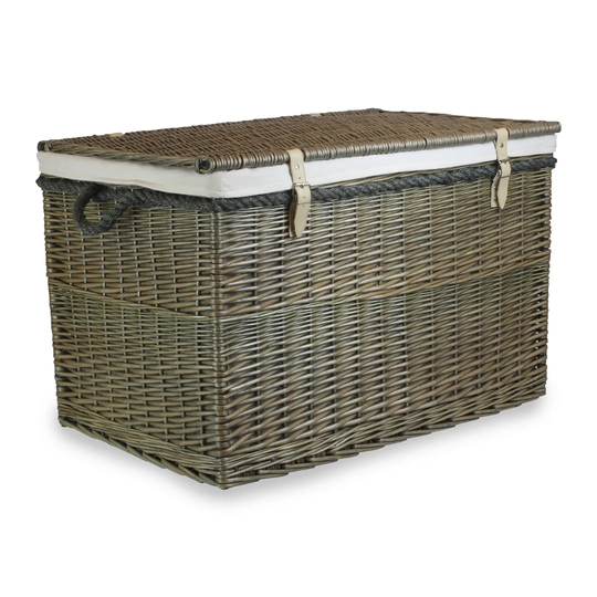 Wicker Antique Wash Storage Hamper with White Lining