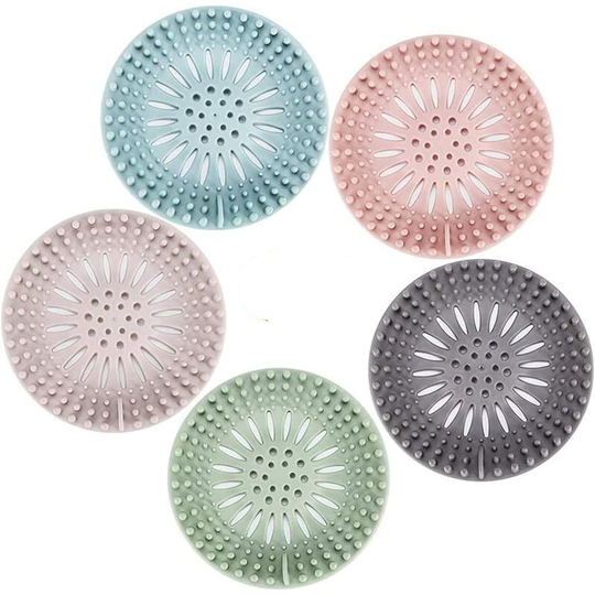 5 Pack Shower Drain Covers Durable Silicone Hair Catcher Easy to Install and Clean for Bathtub and Kitchen