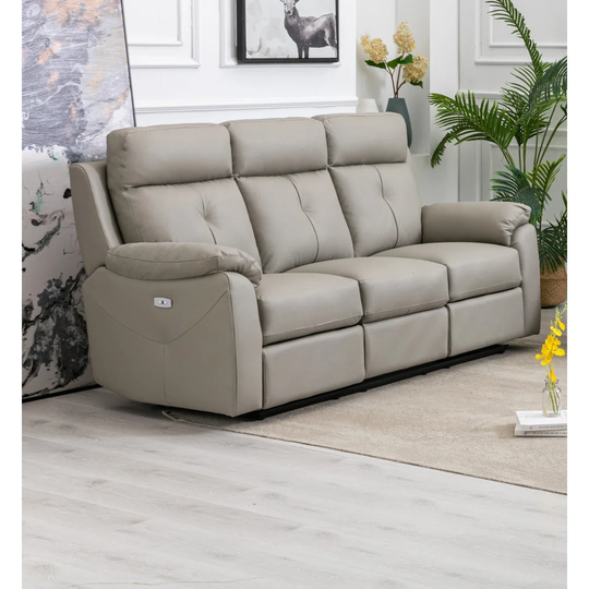 Giovanna 193Cm Genuine Leather Pillow Top Arm Reclining Sofa
