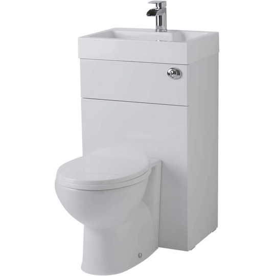 Milano - Lurus - White Modern Bathroom Combination Basin Sink and Toilet wc Unit with Back to Wall Pan, Soft Close Seat and Dual Flush Cistern