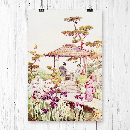 'Japanese Oriental An iris garden' by Ella Du Cane Graphic Art