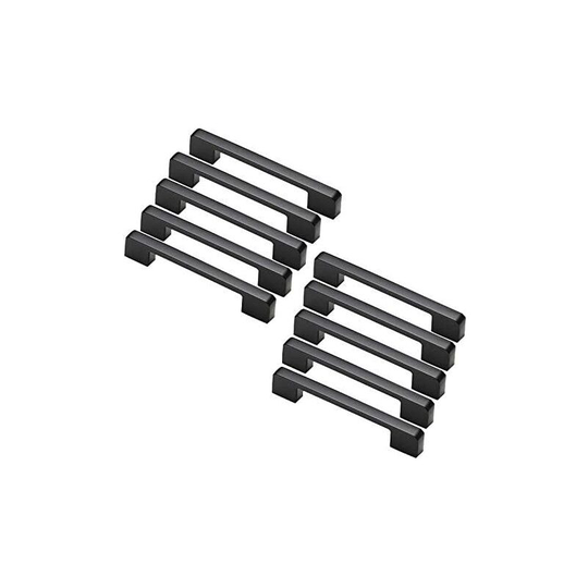 Soekavia - 10pcs Door Handles Black Zinc Alloy Handles t Bar Stick Kitchen Cabinet Hole Pitch 128mm