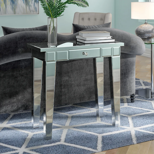 Slim Console Table for Hallway Living Room Furniture, 85cm Mirrored Dressing Table Cabinet