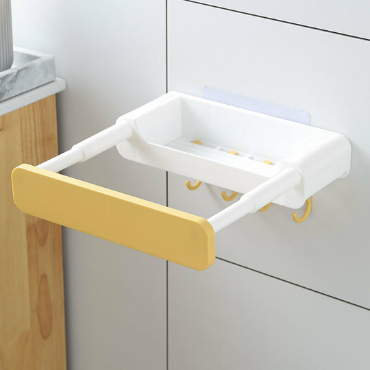 Retractable Concealed Sink Rack Free Punching Bathroom Shelf Kitchen Shelf Kitchen Pot Lid Yellow Bathroom Storage Rack