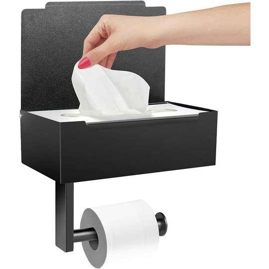Toilet Paper Holder, Toilet Roll Holder with Wipes Box, Toilet Paper Holder (Drilling / No Drilling Required), Stainless Steel Toilet Paper Holder