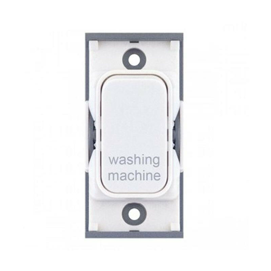 20A Double Pole Switch Module Engraved 'Washing Machine' - White - White - Selectric