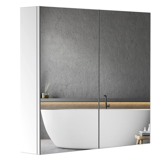 Stainless Steel Double Doors Bathroom Mirror Cabinet