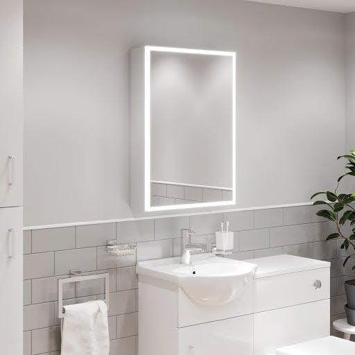 Artis Claro LED Aluminium Mirror Cabinet with Demister Pad and Shaver Socket 700x500mm - Mains Power