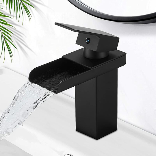 Waterfall Bathroom Faucet, Chrome Basin Mixer Tap Brass Basin Faucet with Cold & Hot Water Available, Ceramic Valve, Elegant Design Bathroom Faucet,