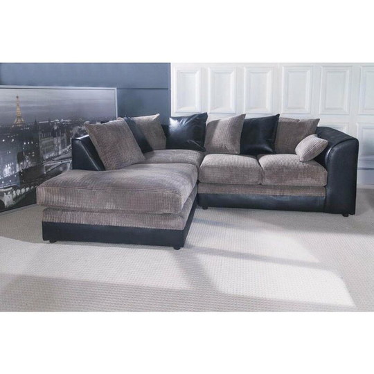 Darcey Left Hand Facing Corner Sofa - Black & Grey