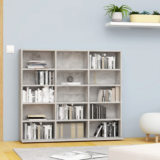 Cd Cabinet Concrete Grey 102x23x89.5 cm Chipboard
