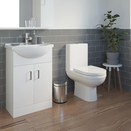 Milan Close Coupled Toilet & Essence Vanity Unit 550mm