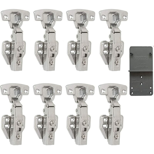 110 Degree Full Overlay with Built-in Damper Self Closing Mechanism Hinge for Kitchen Door Cabinets 8 Pack