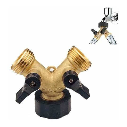 Y Connector, rlife Hose Connector, Double Washing Machine Faucet, 2-Way Y-Distributor, 3/4 Inch for Connecting 2 Appliances, for Garden Faucet, for