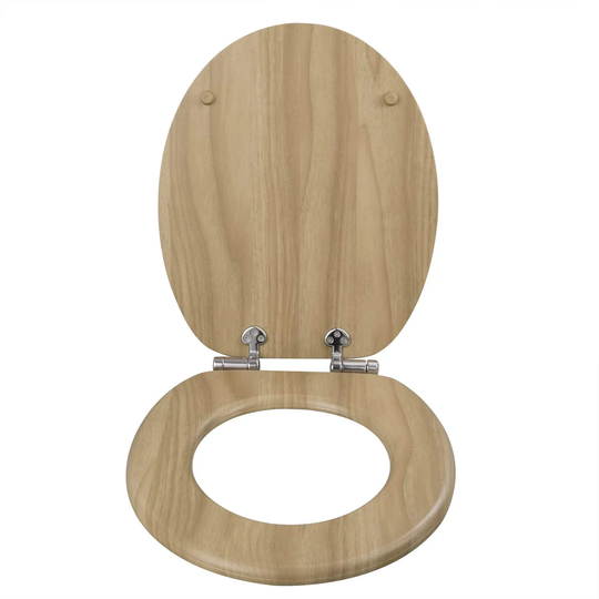 East Urban Home Premium Toilet Seat Toilet Seat With Soft Close, MDF Wood Core, Softclose Hinge, Antibacterial, Design Decor