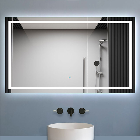 Biubiubath - 1200 x 800 mm Horizontal Retangular Illuminated led Bathroom Mirror Touch Sensor + Demister
