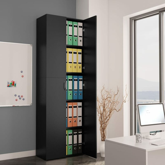 Office Cabinet Black 60x32x190 cm Chipboard VDFF31327_UK - Topdeal