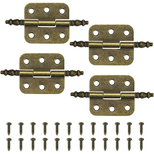 4 pcs Antique Hinges 70 * 35mm Vintage Closet Door Hinge 6 Holes Retro Hinges Folding Decorative Hinge Iron Antique Cabinet Door Hinge with 24 Screws
