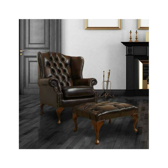 Chesterfield Stamford Offer High Back Wing Chair Footstool