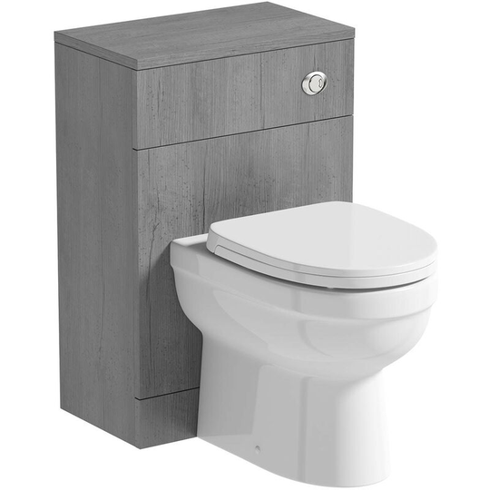 Lea concrete slimline back to wall unit 500mm and Eden back to wall toilet with seat - Grey - Orchard