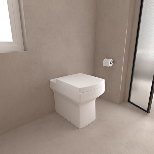 Acezanble - Square Toilet Back To Wall btw Pan With Soft Close Seat Bathroom wc - White