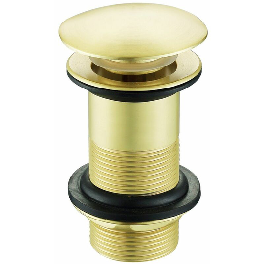 Unslotted Design Sprung Basin Waste Brushed Brass Finish g 1 1/4 - Architeckt