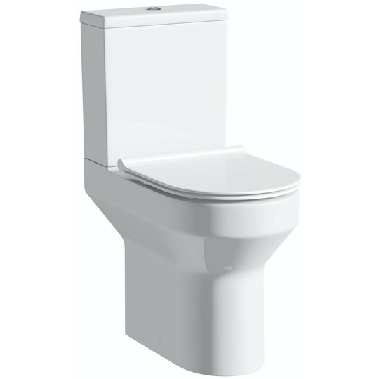 Wharfe comfort height close coupled toilet with soft close slim seat - White - Orchard