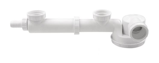 Double Space Saving Kitchen Sink Drain Waste Trap 1 1/2' x 40mm Dish Washer Input