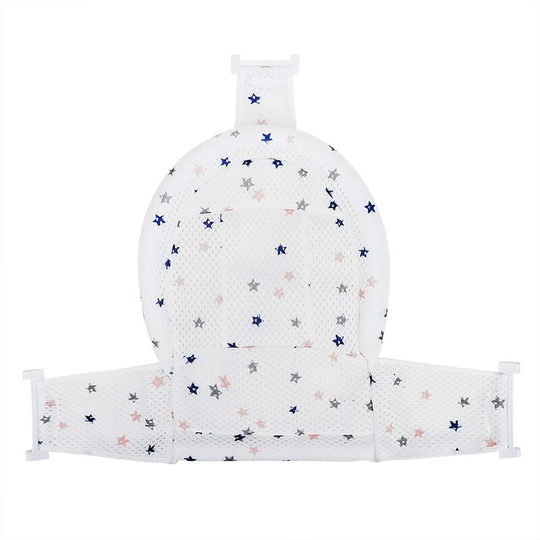Perlerare - Baby Bath Pad Non Slip Newborn Bathtub Seat Adjustable Baby Bath Support Mat Baby Shower Tub Mesh Bath Strap (White Stars)
