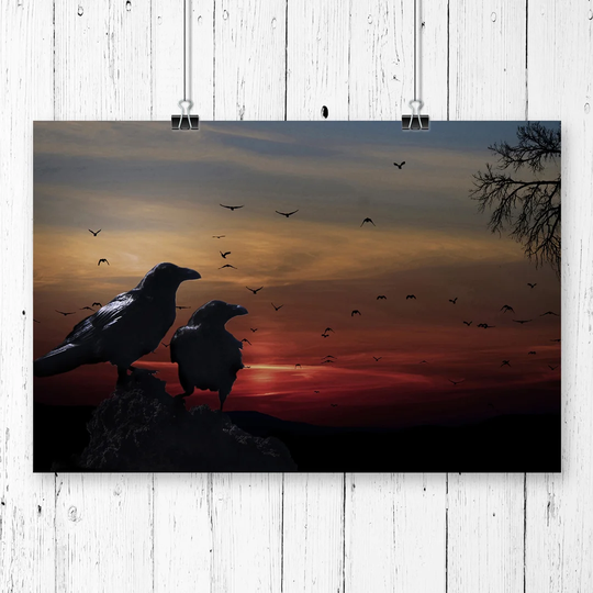 'Crows Sunset' Graphic Art