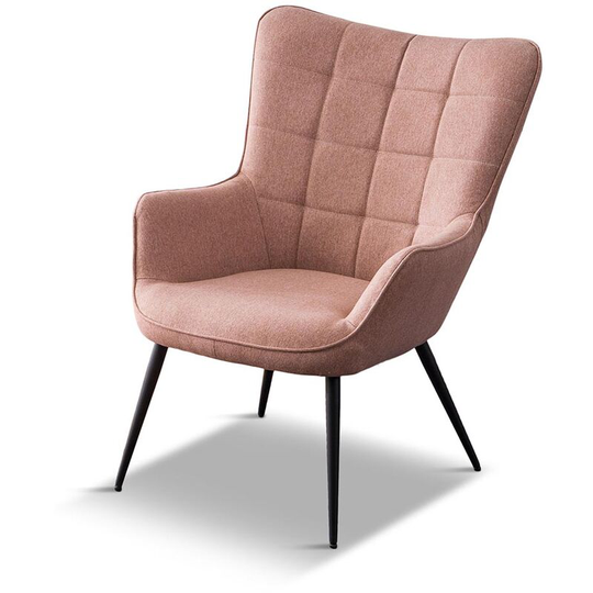 Vera Linen / Velvet Occasional Lounge Living Room Accent Chair Armchair Metal Legs Pink wihtout Footstool - Pink wihtout Footstool