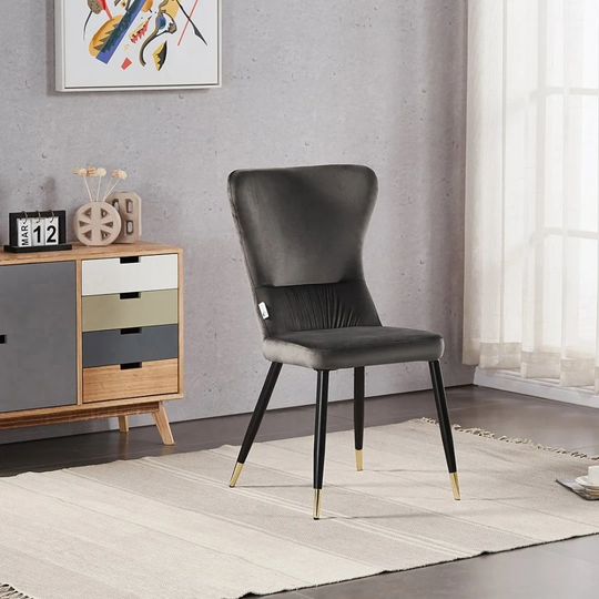 Guerra Tufted Velvet Side Chair in Dark Grey