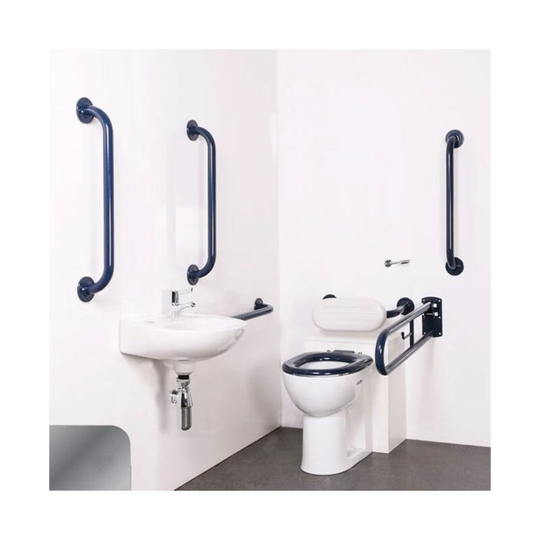 Nyma pro Back to Wall Doc m Pack Concealed Fixings White - 5 x Polished Grab Rails - Nymas