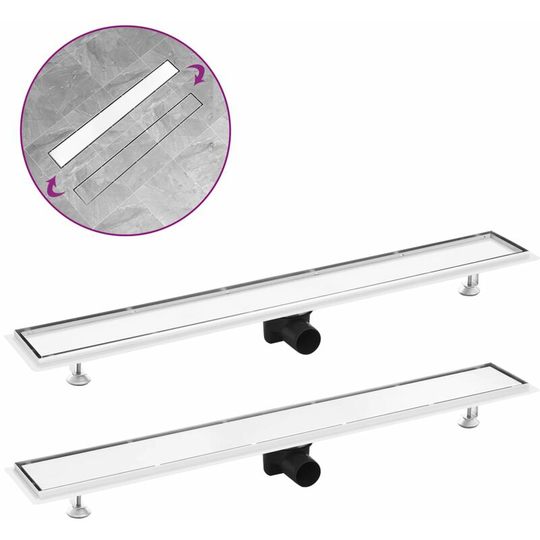 Shower Drain with 2-in-1 Cover 93x14 cm Stainless Steel