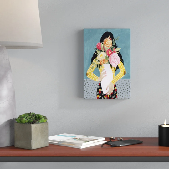 Flower Vase Girl II by Grace Popp - Wrapped Canvas Painting