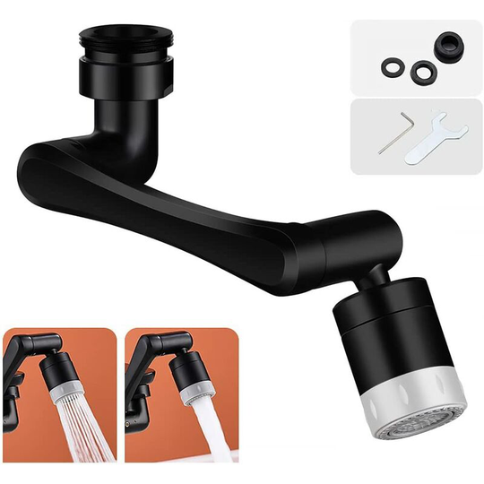 Faucet Extender, 1440° Upgraded Faucet Aerator, Universal Splash Filter 2 Spray Modes Swivel Faucet Aerator for Kitchen Bathroom (Black)