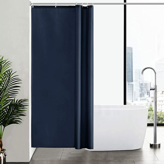 1Piece Navy Blue Shower Curtain Mildew Proof Polyester Fabric Machine Washable Weighted Waterproof Bath Curtains for Bathtub 100x200cm