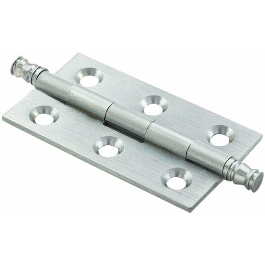 Pair 64 x 35 x 2mm Finial Cabinet Hinge Satin Chrome Decorative Cupboard