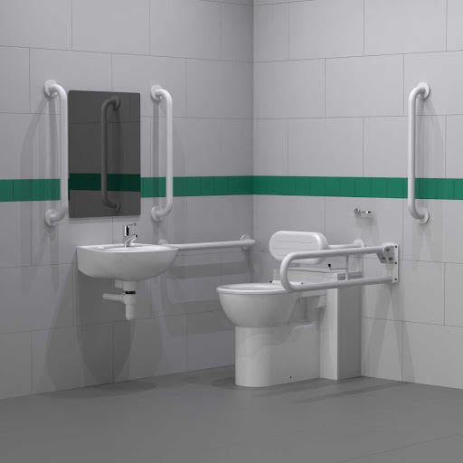 Nymas NymaPRO Back to Wall Doc M Toilet Pack with White Concealed Fixings Grab Rails DM800KC/WH