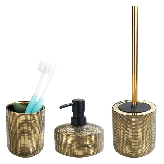 WENKO Bathroom accessory set Rivara, 3-piece, bathroom accessories Hand-painted