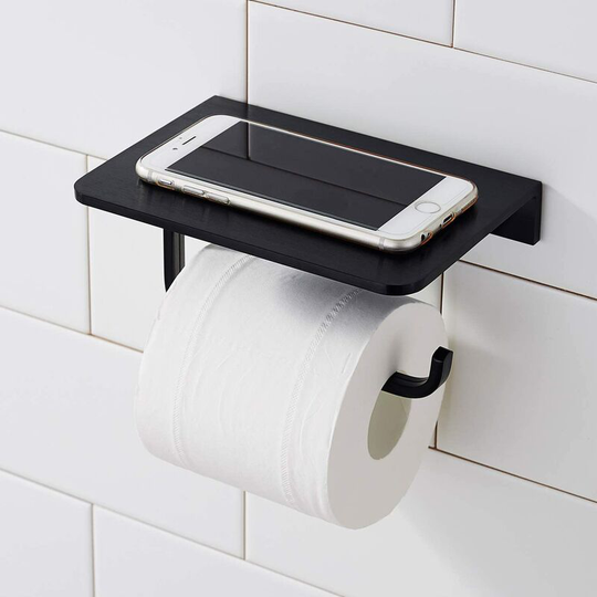 Toilet Paper Holder, Toilet Paper Holder, Easy Installation Roll Holder for Bathroom, Kitchen (Black)