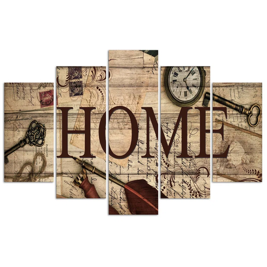 Canvas Print Home Lettering Retro Brown