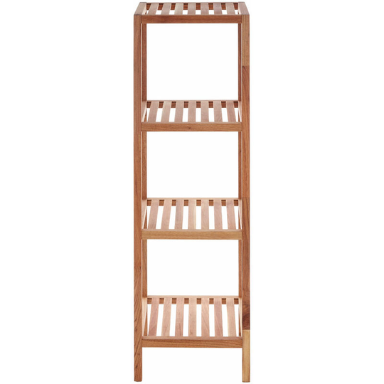 4 Tier Walnut Wood Bathroom Shelf Unit - Premier Housewares
