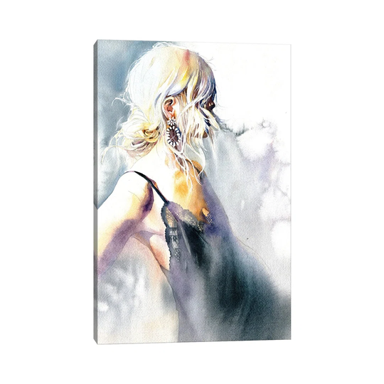 Girl With An Earring by Marina Ignatova - Wrapped Canvas Painting