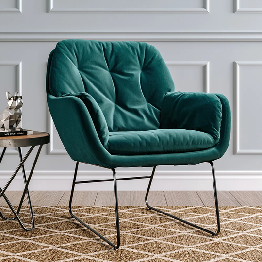 73Cm Velvet Upholstered Armchair With Metallic Legs