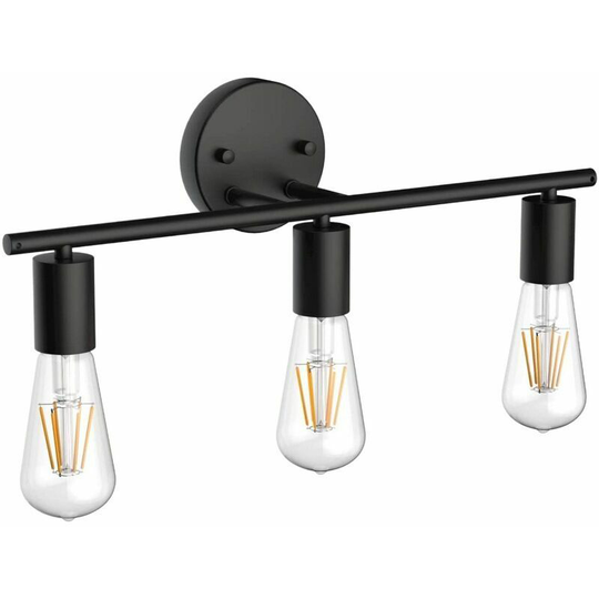 E27 Metal Bathroom Mirror LightMirror Light with 3 Lights Bulb Not IncludedVintage Black Bathroom Industrial Style Bathroom Mirror Light Retro 40CM