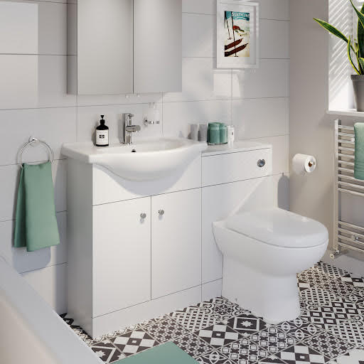Alpine Toilet & Basin Vanity Unit - Flat Pack Matte White 1155mm
