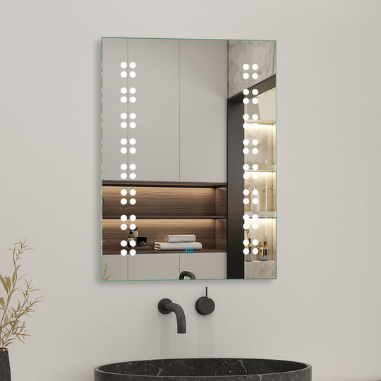 Acezanble - 500x700mm Illuminated Bathroom Mirror with Led Lights, Backlit Wall Mount Light up Led Mirror Light With Touch Sensor Switch + Demister